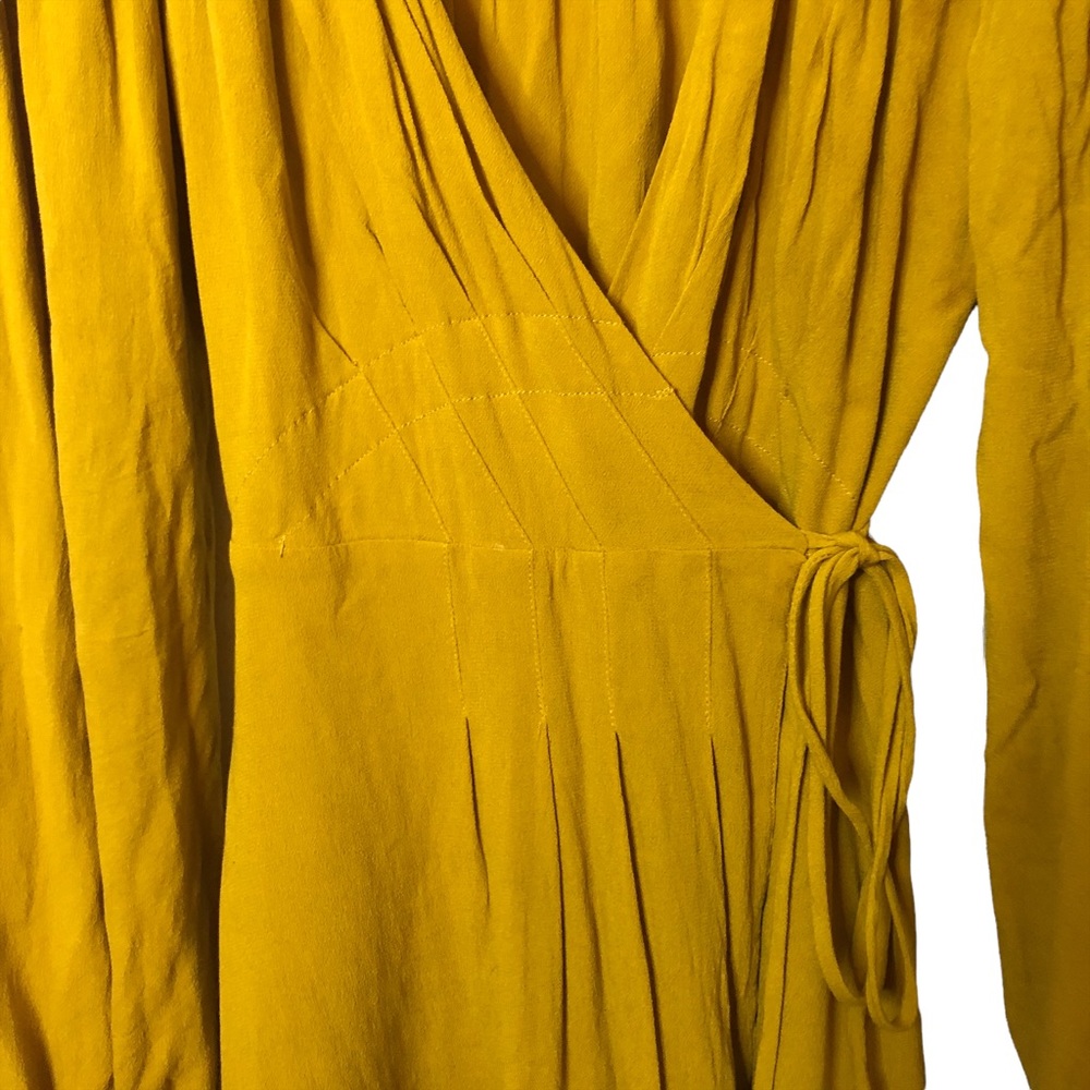 Free People Mustard Yellow Gold Double Life Mini Wrap Dress - Picture 9 of 14